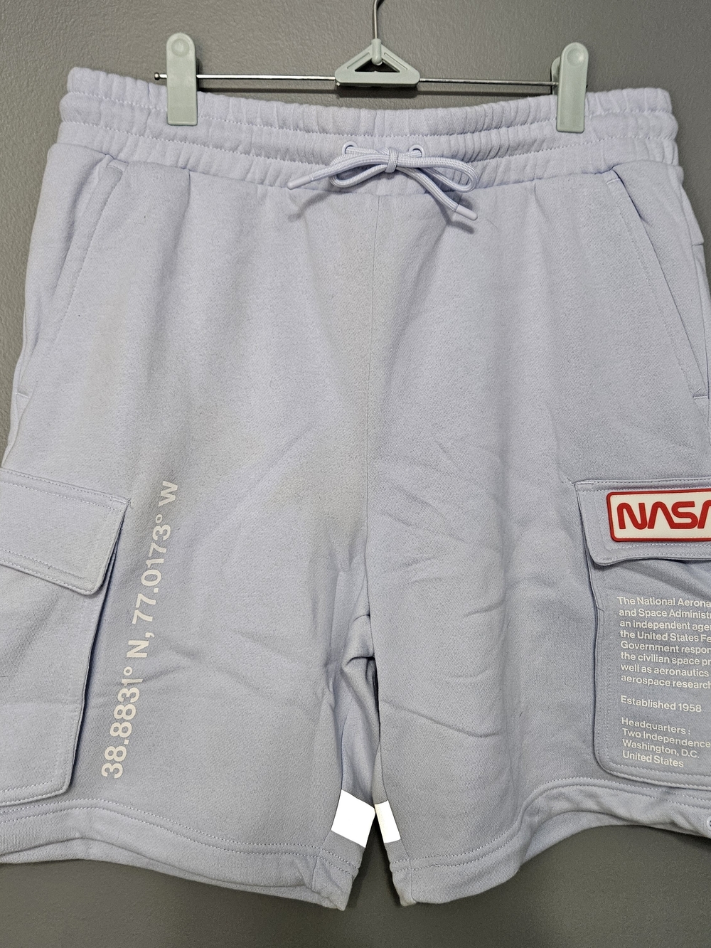 H &M Men's Light Blue NASA Cargo Shorts Size L